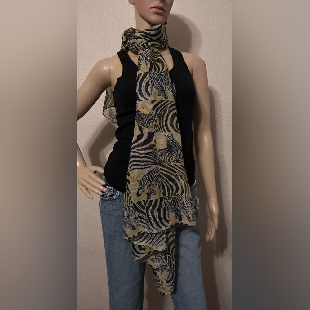 Into Africa Zebra Safari Travel Lightweight Oversized Scarf Quiet Luxury 70x36!